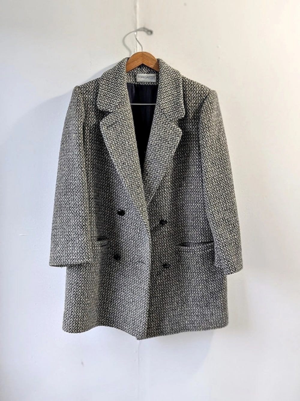 Forecaster of Boston Vintage Tweed Pea Coat Gray Double Breasted Women's Size 10